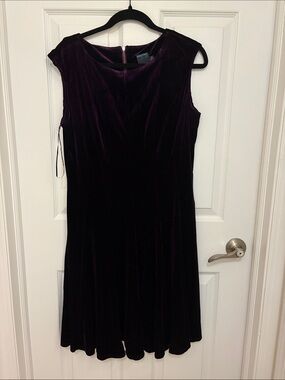 Gabby Skye Sleeveless Velvet Midi Dress in Deep Plum